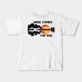 Here Comes The Sun Guitar Sunset Silhouette Music Lover Kids T-Shirt